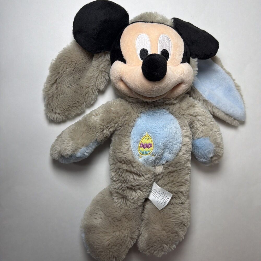 Disney Store Stamped Easter Mickey Mouse Bunny Plush 15" Egg Chick belly